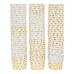 Juvale 100 Pack Paper Ice Cream Cups, Disposable Dessert Bowls With Gold Polka Dots For Sundae Bar, Frozen Yogurt, White, 8 Oz -Juvale GUEST 4017af86 29ce 4bf3 a2b2 ac0235fc39bd