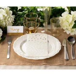 Blue Panda 50 Pack White And Gold Dinner Napkins, Disposable With Gold Foil Stars For Birthday Party, Wedding, 3 Ply, 4 X 8 In -Juvale GUEST 40c53991 f905 4657 8ca5 47c683693fce