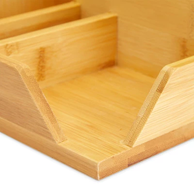 Bamboo Desk Organizer, Wooden Desk Accessories Workspace Organizers, Holder For Pencils, Pens, 7 Compartments For Office Supplies, Home (8x7.5 In) 4 Bamboo Desk Organizer, Wooden Desk Accessories Workspace Organizers, Holder For Pencils, Pens, 7 Compartments For Office Supplies, Home (8x7.5 In) - Image 4