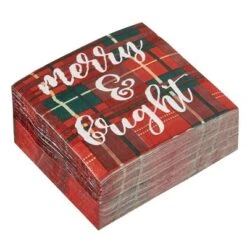 Blue Panda 100 Pack Merry And Bright Paper Napkins For Plaid Christmas Party Supplies, 6.5 X 6.5 In -Juvale GUEST 41177b21 43f0 4293 8695 2c3944cacf4f