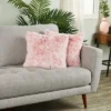 Juvale 2 Pack Decorative Throw Pillow Covers 18x18 In, Blush Pink Faux Fur