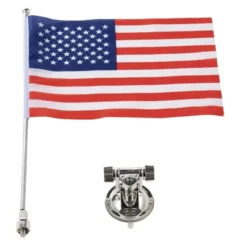 Juvale American Flag Car Mount, Patriotic US Flag With Metal Stand & Suction Cup For Vehicle Decor, 8 X 11 In