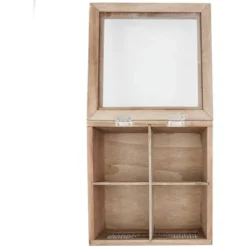 Juvale Wooden Box For Tea Bags Organizer, Rustic 4-Compartment Container With Clear Lid, 7 X 7 X 3 In -Juvale GUEST 4496e12a 3631 45d3 a754 abc80dd5899b