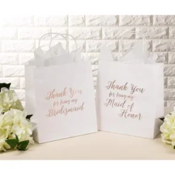 11pcs Bridesmaid Wedding Gift Bags Tissue Paper+1 Maid Of Honor For Bridal Party
