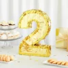 Juvale Small Gold Foil Number 2 Pinata For 2nd Birthday Decorations, Party Centerpieces, Anniversaries, 16 X 10.5 X 3 In