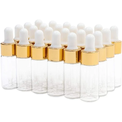 Juvale 24-Pack Clear Glass Tincture Bottles With Dropper, Mini Eye Dropper Bottles For Essential Oils, Travel Aromatherapy Perfume, Gold, 10ml 3 Juvale 24-Pack Clear Glass Tincture Bottles With Dropper, Mini Eye Dropper Bottles For Essential Oils, Travel Aromatherapy Perfume, Gold, 10ml - Image 3