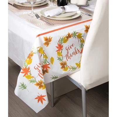 Juvale 3 Pack Thanksgiving Plastic Tablecloth, Give Thanks Autumn Leaf Design (54 X 108 In) 2 Juvale 3 Pack Thanksgiving Plastic Tablecloth, Give Thanks Autumn Leaf Design (54 X 108 In) - Image 2