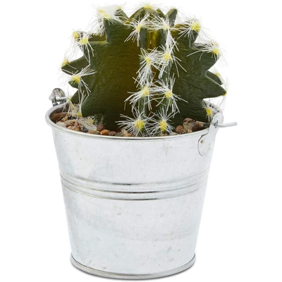 Juvale 4 Pack Artificial Succulents Planter, 4.7 "to 6.5" Green Fake Cactus Plants With Iron Bucket 1 Juvale 4 Pack Artificial Succulents Planter, 4.7 "to 6.5" Green Fake Cactus Plants With Iron Bucket