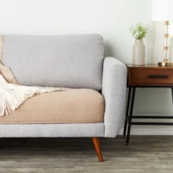 2 Pack Stretch Outdoor Cushion Covers For Patio Furniture And Sofas, Reversible (Medium, Sand Beige)