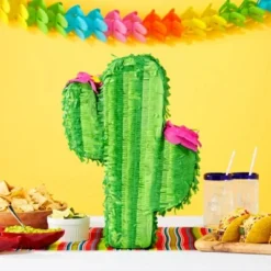 Blue Panda Small Cactus Pinata For Kids Birthday Party Baby Shower, Cinco De Mayo, Mexican Fiesta Party Decorations, 16.5 X 11.5 X 3 In