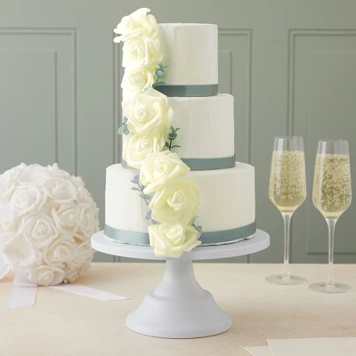 Juvale 100 Pack Ivory Artificial Rose Flower Heads, 3 Inch Stemless Flowers For Weddings, Bouquets, DIY Crafts 2 Juvale 100 Pack Ivory Artificial Rose Flower Heads, 3 Inch Stemless Flowers For Weddings, Bouquets, DIY Crafts - Image 2