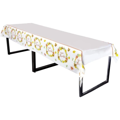 Juvale 3 Pack Thanksgiving Plastic Tablecloth, Give Thanks Autumn Leaf Design (54 X 108 In) 3 Juvale 3 Pack Thanksgiving Plastic Tablecloth, Give Thanks Autumn Leaf Design (54 X 108 In) - Image 3