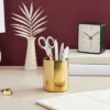 Juvale Gold Pen And Pencil Holder For Desk, Metal Organizer Holder For Makeup Brush (3.2 X 3.9 In)