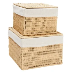 Juvale Juvale 2-Pack Storage Basket With Lids, Wicker Shelf Baskets For Bathroom Organization And Home Décor (2 Sizes) -Juvale GUEST 5222c5e6 ddf4 439f 8db2 5b7173760998