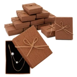 Juvale 12 Pack Small Jewelry Gift Boxes With Lids For Necklaces, Earrings, Bracelets, Brown, 3.7x2.9x1.3 In -Juvale GUEST 5231aa48 1201 4d21 975e 35377427bf12