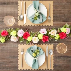 Juvale 100 Pack Disposable Scalloped Kraft Paper Placemats For Dining Table, Wedding, Party (Brown, 10x14 In) -Juvale GUEST 53b8cb01 bad5 4300 a24d c9add1ff9f9c