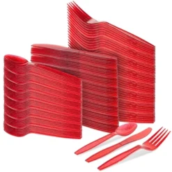 Juvale 144 Pieces Plastic Silverware Cutlery Utensils Set With Forks, Knives, Spoons For Birthday Party Supplies, Red Glitter 9 Juvale 144 Pieces Plastic Silverware Cutlery Utensils Set With Forks, Knives, Spoons For Birthday Party Supplies, Red Glitter -Juvale GUEST 53cfc9e1 3b29 4162 9404 49dce972e6c3