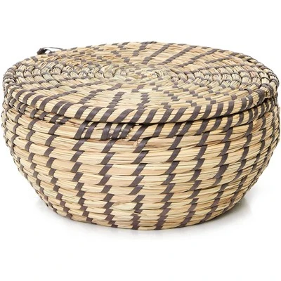 Juvale Decorative Seagrass Storage Baskets For Organizing, Round Woven Baskets In 3 Sizes With Lids, 3 Piece Set 6 Juvale Decorative Seagrass Storage Baskets For Organizing, Round Woven Baskets In 3 Sizes With Lids, 3 Piece Set - Image 6