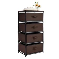 [Juvale] 4-Tier Drawer Dresser For Bedroom, Clothes Organizer, Fabric Storage Tower For Clothing, Linens, Closet, Easy Assembly (Dark Brown, -Juvale GUEST 542f0d45 7496 4bf7 a687 813d8d7f8035