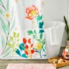 Juvale 72x72 In Botanical Floral Shower Curtain Set With 12 Hooks Set, Watercolor Flower Bathroom Decor