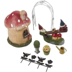 Juvale 7 Piece Set Mini Garden Gnome Fairy Village House Statue Set, Whimsical Home Décor -Juvale GUEST 57546976 ac70 4276 8e54 658c38cf14ed