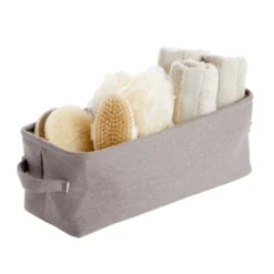 Gray Jute Fabric Storage Bin Basket Container Cubes Organizer With Handles Rectangular 16"x6"x5.25" -Juvale GUEST 582c93f0 d734 4743 aaad 98dd855b59b3