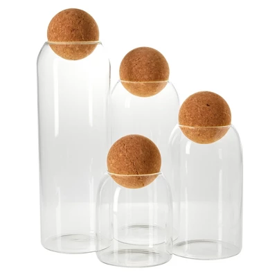 Juvale Set Of 4 Cork Ball Lid Glass Jars, Tall Food Storage Containers For Pantry, Coffee Storage, 4 Sizes 4 Juvale Set Of 4 Cork Ball Lid Glass Jars, Tall Food Storage Containers For Pantry, Coffee Storage, 4 Sizes - Image 4