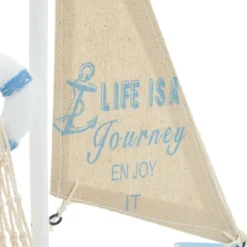 Juvale Enjoy It Wooden Sailboat Model With Flag, Net, Starfish, And Floating Tube For Nautical Home And Bathroom Boat Decor, Shelf, 13x8x3 In -Juvale GUEST 59efbaa1 8ede 466f 844a b2d4971d8503