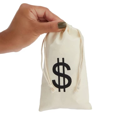 Juvale 7" Set Of 12 Money Bag Pouches With Drawstring Closure Canvas Cloth And Dollar Sign Design For Toy Party Favors 2 Juvale 7" Set Of 12 Money Bag Pouches With Drawstring Closure Canvas Cloth And Dollar Sign Design For Toy Party Favors - Image 2
