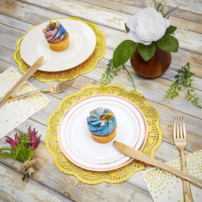 Juvale 100-Pack Round 10" Gold Metallic Paper Lace Doilies For Art Craft Party Table Decor 1 Juvale 100-Pack Round 10" Gold Metallic Paper Lace Doilies For Art Craft Party Table Decor