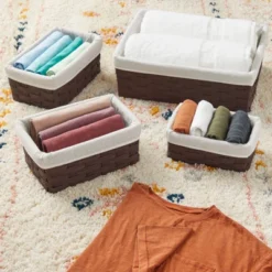 Juvale 5-Pcs Brown Small Rectangular Woven Nesting Baskets, Lined Wicker Set For Organizing Closet, Kitchen, Pantry Shelves, Bathroom (3 Sizes) 10 Juvale 5-Pcs Brown Small Rectangular Woven Nesting Baskets, Lined Wicker Set For Organizing Closet, Kitchen, Pantry Shelves, Bathroom (3 Sizes) -Juvale GUEST 5ff4cee3 905b 4bab a93e c95470ef2d66
