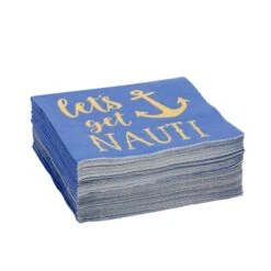Blue Panda 50 Pack Nauti Bachelorette Disposable Napkins For Bridal Shower, Blue With Gold Foil Accents, 5x5 In -Juvale GUEST 64d7716a 136e 46be 852f 70fefddb0bad