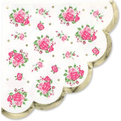 Juvale 50 Pack Vintage Floral Paper Disposable Party Napkins, Scalloped Edge, 3 Ply 2 Juvale 50 Pack Vintage Floral Paper Disposable Party Napkins, Scalloped Edge, 3 Ply - Image 2