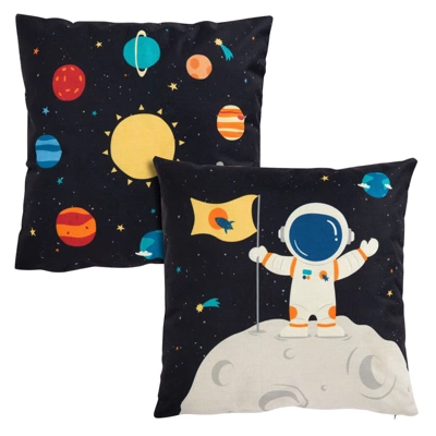 Juvale 4 Pack Spaceship Galaxy Theme Decorative Kids Throw Pillow Covers 18x18 In, 4 Designs 4 Juvale 4 Pack Spaceship Galaxy Theme Decorative Kids Throw Pillow Covers 18x18 In, 4 Designs - Image 4