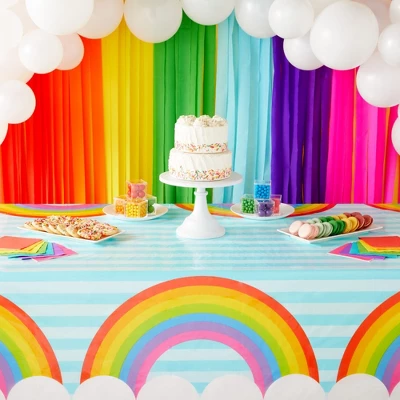 Juvale 3 Pack Rainbow Tablecloth For Party, Pastel Table Covers For Cloud Birthday Decorations For Girls, 54 X 108 In 1 Juvale 3 Pack Rainbow Tablecloth For Party, Pastel Table Covers For Cloud Birthday Decorations For Girls, 54 X 108 In