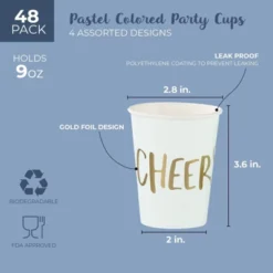 Juvale 48-Pack 9 Oz Gold Foil Pastel Disposable Paper Cups Bachelorette Party Supplies 9 Juvale 48-Pack 9 Oz Gold Foil Pastel Disposable Paper Cups Bachelorette Party Supplies -Juvale GUEST 6a5b9e4d f8a8 4748 8075 06acc5786e74