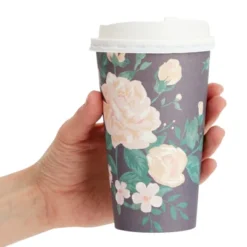 Juvale 24 Pack Disposable Floral Paper Coffee Cups With Lids 16 Oz , To Go Coffee Cups For Flower-Themed Party, Wedding, Baby Shower, 4 Pastel Colors -Juvale GUEST 6bc9241d fc98 4062 969a cf11f9832879