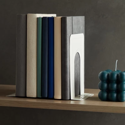 Juvale 12 Pack Metal Bookends For Shelves, Heavy Duty White Book Stoppers For Library, Living Room, Or Office (5x6.6x 5.8 In) 2 Juvale 12 Pack Metal Bookends For Shelves, Heavy Duty White Book Stoppers For Library, Living Room, Or Office (5x6.6x 5.8 In) - Image 2