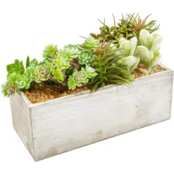 Juvale Artificial Mixed Succulent Faux Fake Cactus Plants In Rectangular Wooden Planter Box 9 X 4 In. -Juvale GUEST 6ebd7366 07b8 4edf bd75 a0fdd756f8a7
