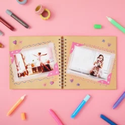 Juvale 80 Pages Hardcover Kraft Scrapbook Albums, Blank Journal For Scrapbooking, 8x8 In