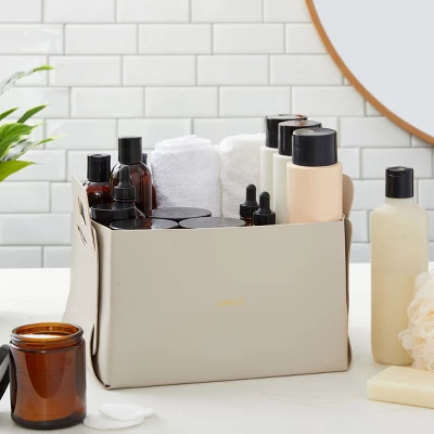 Juvale 2 Pack Faux Leather Foldable Storage Bins With Handles, Collapsible Baskets For Home Organization, Grey, 10 X 6.5 In 1 Juvale 2 Pack Faux Leather Foldable Storage Bins With Handles, Collapsible Baskets For Home Organization, Grey, 10 X 6.5 In