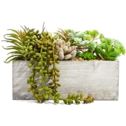 Juvale Artificial Mixed Succulent Faux Fake Cactus Plants In Rectangular Wooden Planter Box 9 X 4 In. -Juvale GUEST 6f812f24 c905 4491 8dda a5dc3e83111b