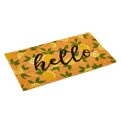 Juvale Nonslip Coco Coir Front Welcome Door Mat, Hello Lemon Indoor Outdoor Doormat Rug, 17x30 In 3 Juvale Nonslip Coco Coir Front Welcome Door Mat, Hello Lemon Indoor Outdoor Doormat Rug, 17x30 In - Image 3