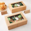 Juvale 24 Pack 6 Count Cupcake Boxes With Windows, To Go Containers For Bakery, Desserts, Muffins (Kraft Paper, 3.7x4.2x3.7 In)