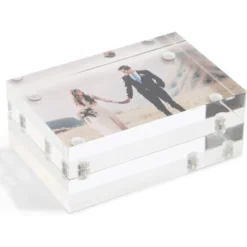 2-Pack Magnetic Acrylic Plastic Picture Photo Frames Holder 2x3 Crystal Clear For Tabletop Desktop