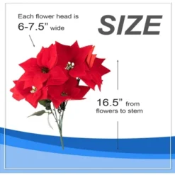 Juvale 4 Pack Artificial Red Poinsettia Flowers For Christmas Decorations -Juvale GUEST 742d8795 618d 4e50 82f1 b3ba5d8267bd