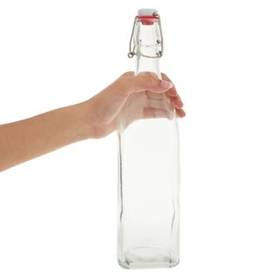 Juvale 4 Pack Square Flip Top Glass Bottle 32 Oz With Cleaning Brush And Silicone Funnel For Homemade Brew, Drinks, Crafts 2 Juvale 4 Pack Square Flip Top Glass Bottle 32 Oz With Cleaning Brush And Silicone Funnel For Homemade Brew, Drinks, Crafts - Image 2