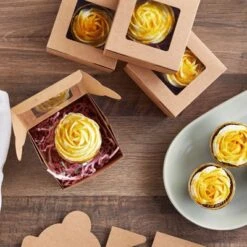 Juvale 50 Pack Individual Pastry Boxes With Window For Bakery Supplies, 4x4-Inch Kraft Dessert Containers For Muffins -Juvale GUEST 7718b067 2689 4f78 8d7a 17c03f1def46