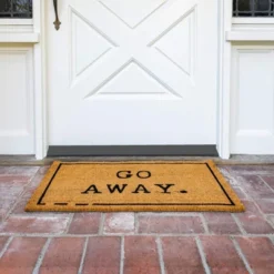 Juvale Go Away Doormat, Funny Front Door Welcome Mat For Outdoor Porch Or Patio, Natural Coco Coir, 17 X 30 In