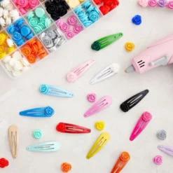 Juvale 240 Piece Mini Flatback Rose Charms For Jewelry Making, Flower Embellishments For Crafting, 24 Assorted Colors (15mm)